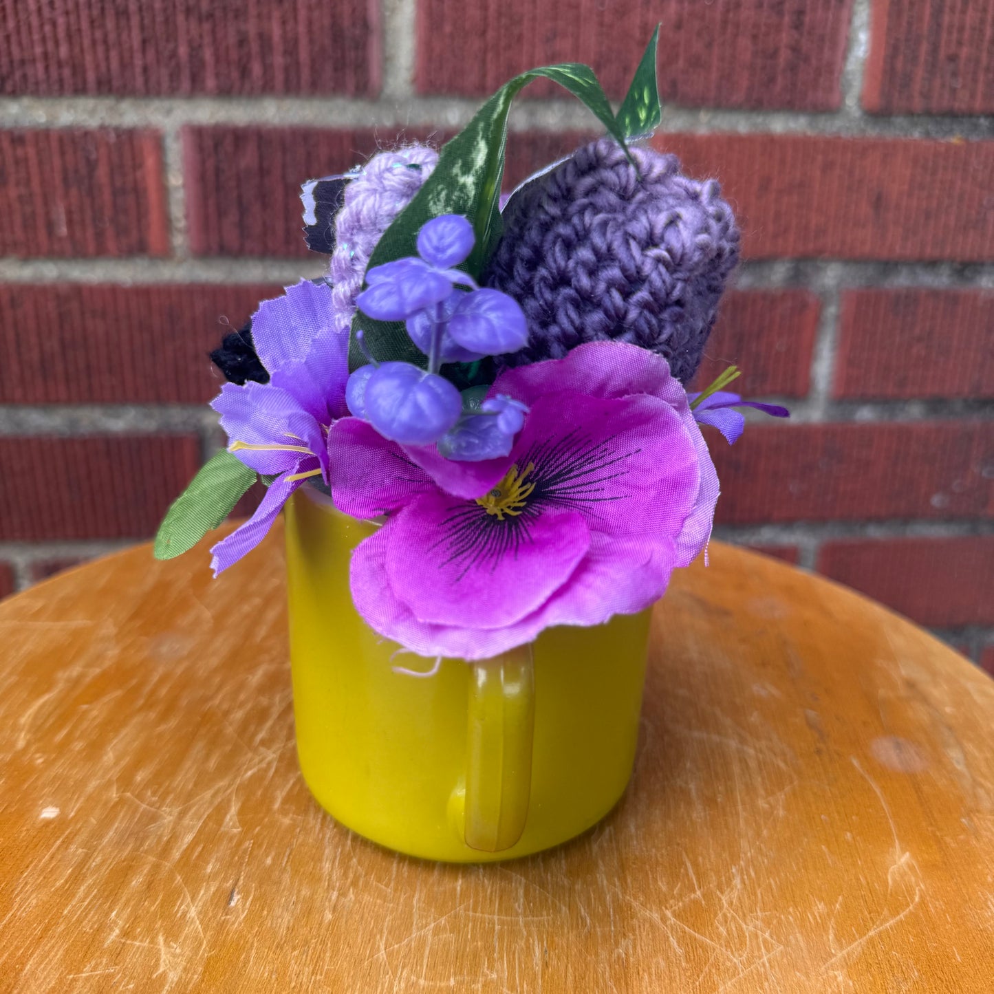 Federal Milk Glass Green Mug Bouquet