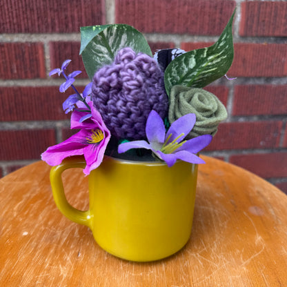 Federal Milk Glass Green Mug Bouquet