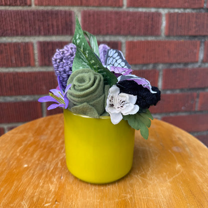 Federal Milk Glass Green Mug Bouquet