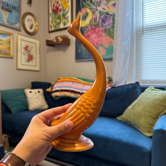 Ceramic Orange Bird Figurine