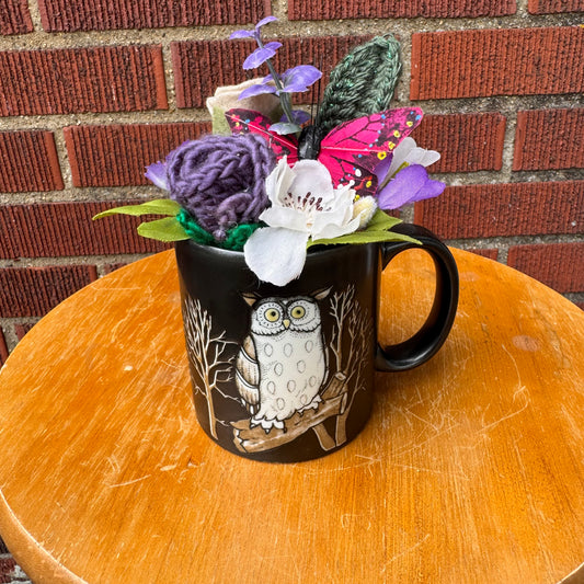 Vintage Otagiri Owl Mug Bouquet