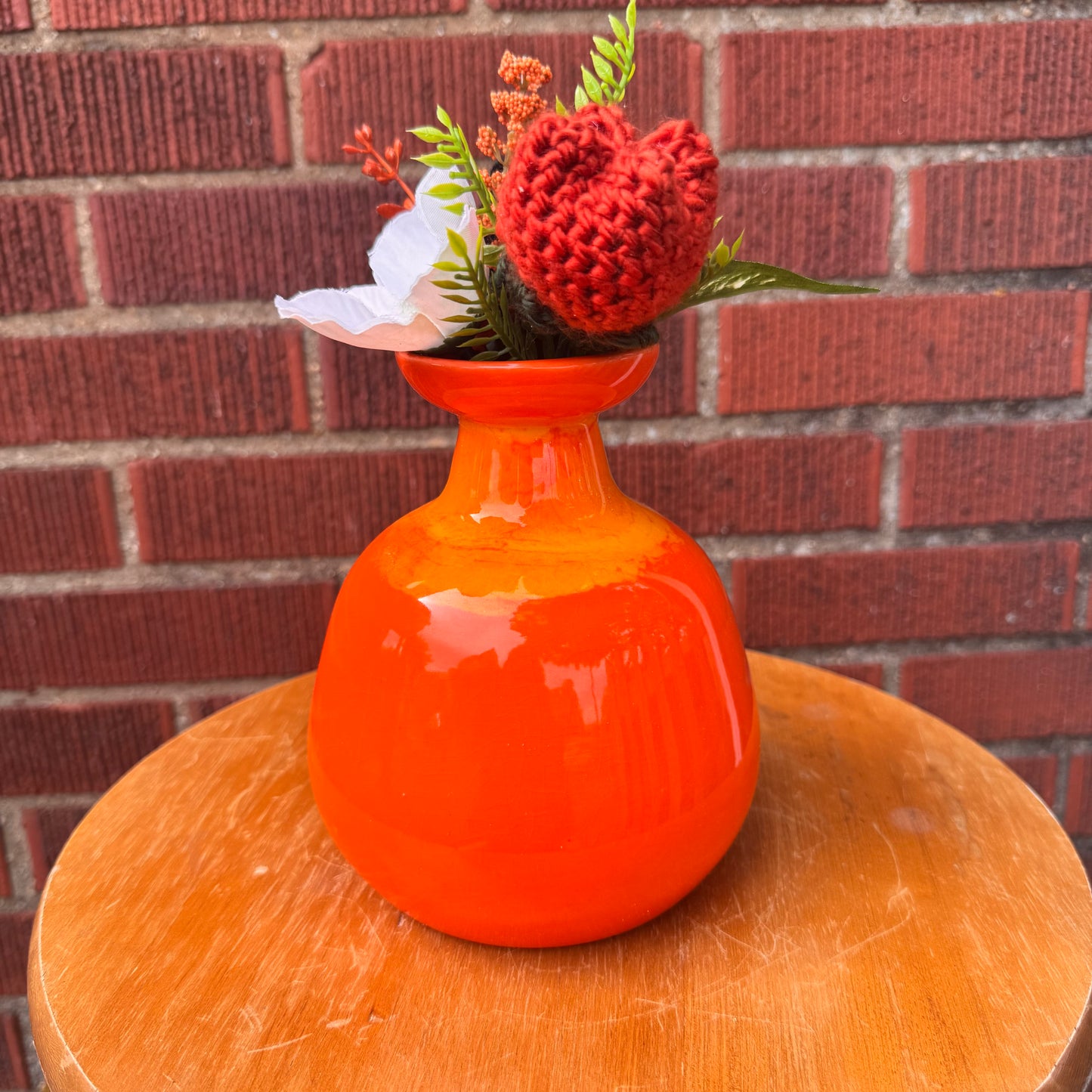 Ceramic Orange Vase Bouquet