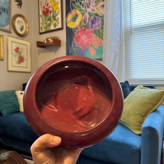 Burgundy Red Pottery Bowl