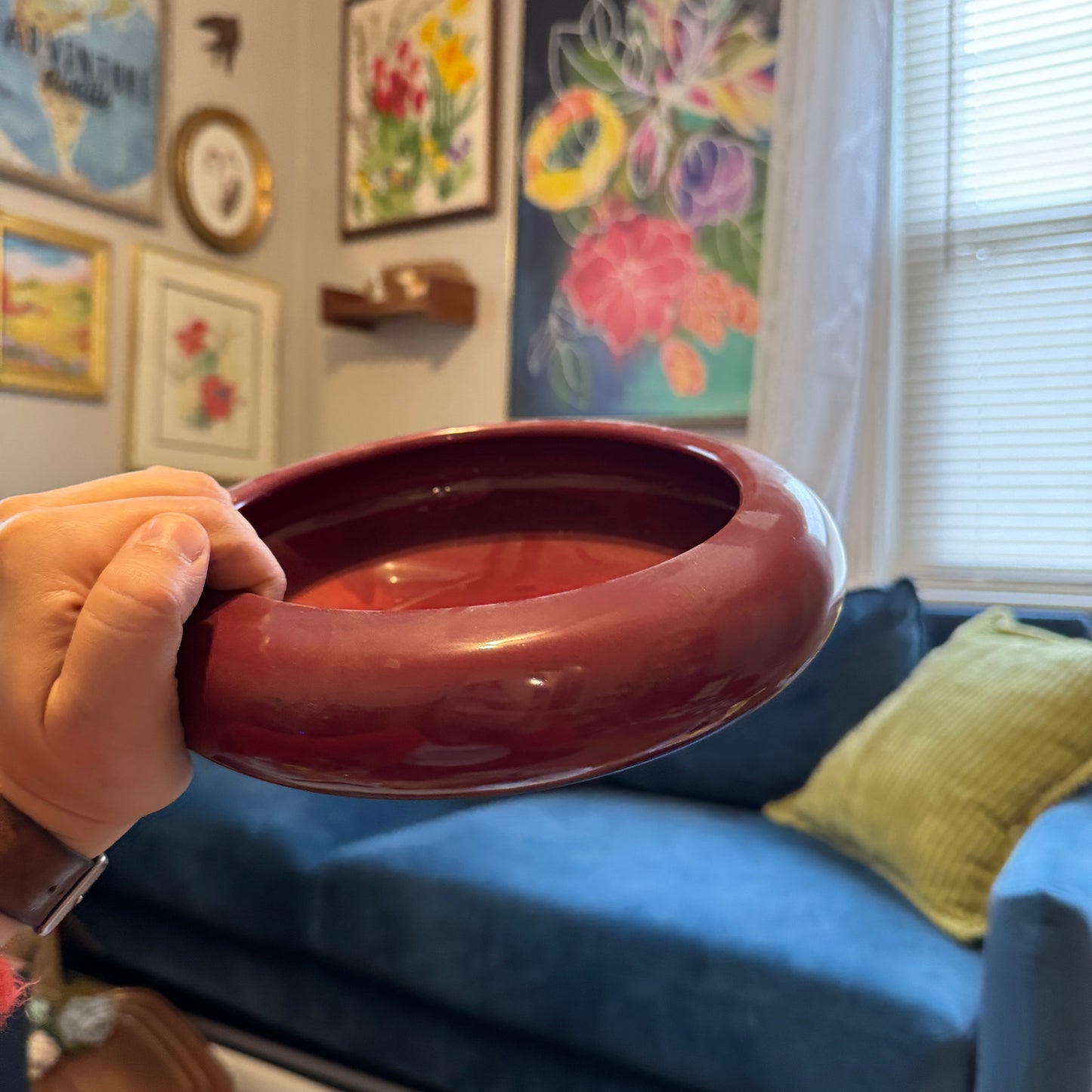 Burgundy Red Pottery Bowl