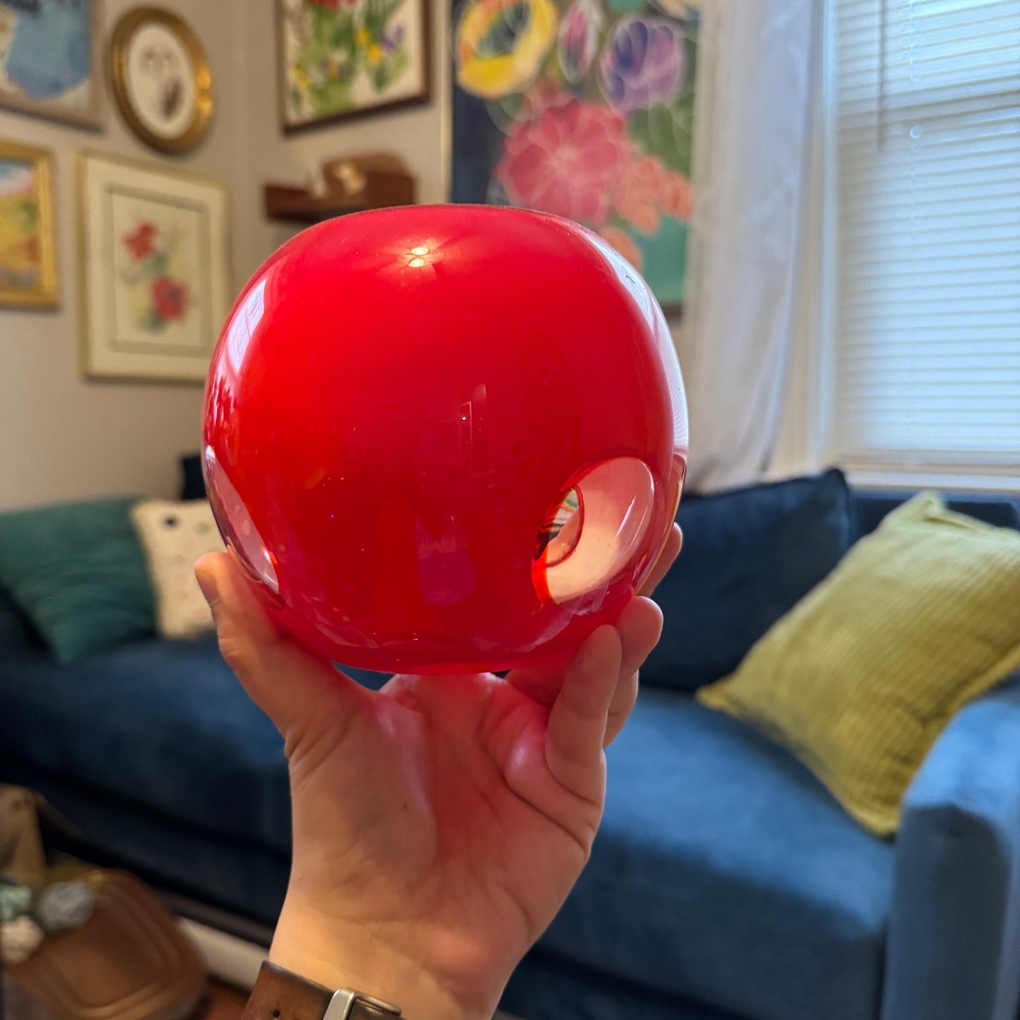 Red Art Glass Window Candle Holder