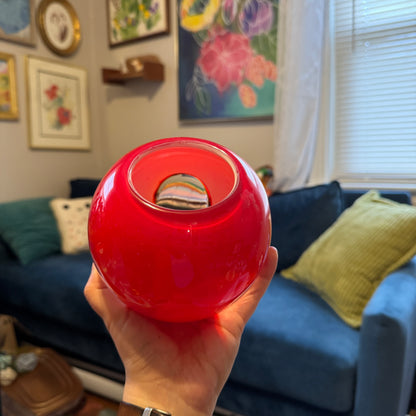 Red Art Glass Window Candle Holder