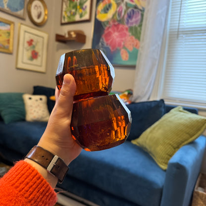 Amber Glass Votive Holders (2)