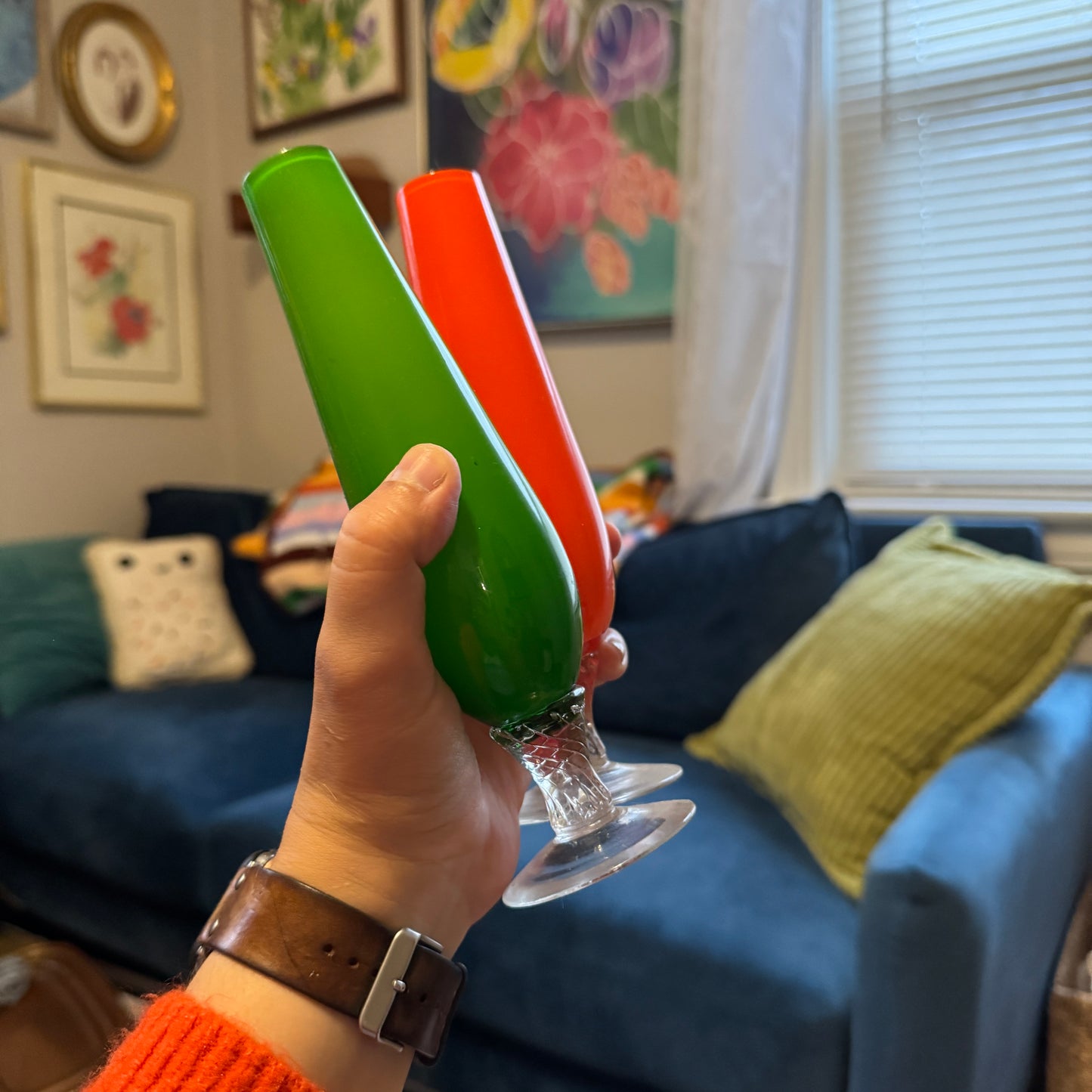 Cased Glass Bud Vases (2)