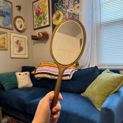 Vintage Oval Brass Mirror