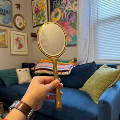 Vintage Oval Brass Mirror