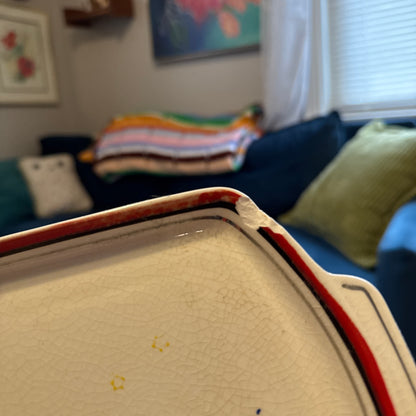 Vintage Sailboat Sugar, Creamer & Plate Set