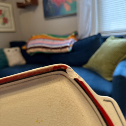 Vintage Sailboat Sugar, Creamer & Plate Set