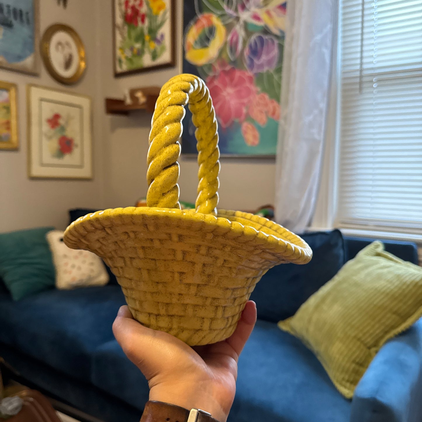 Ceramic Yellow Basket