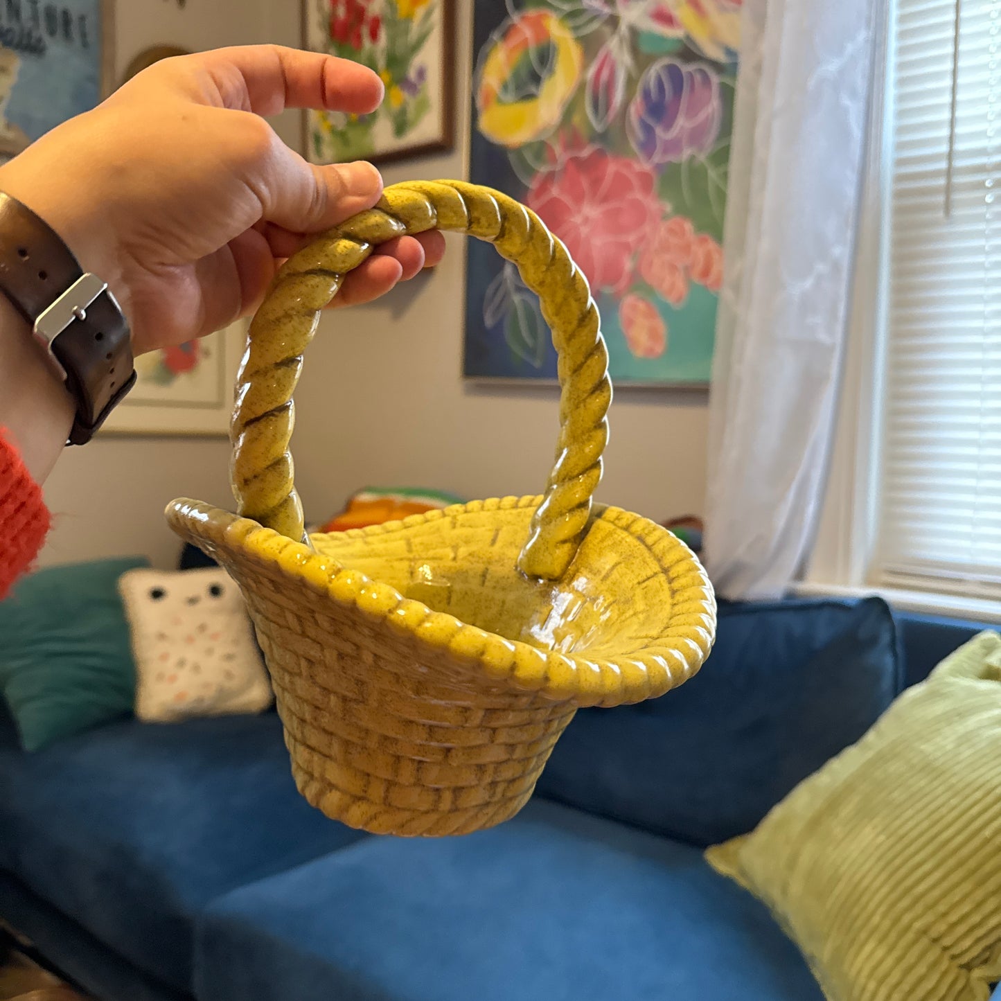 Ceramic Yellow Basket