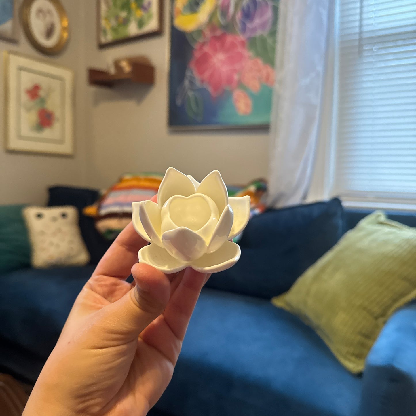 White Lotus CandleStick Holder