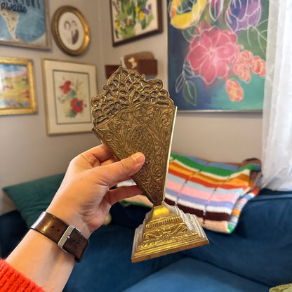Vintage Brass/Silvertone Fan Vase