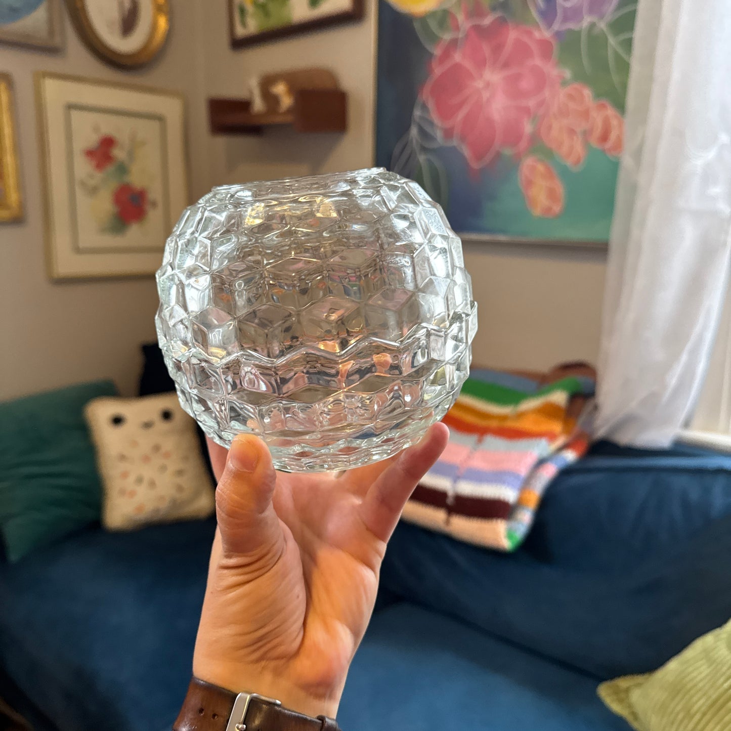 Round Vintage Clear Glass Fairy Lamp (2 Pc)