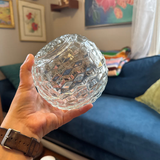 Round Vintage Clear Glass Fairy Lamp (2 Pc)