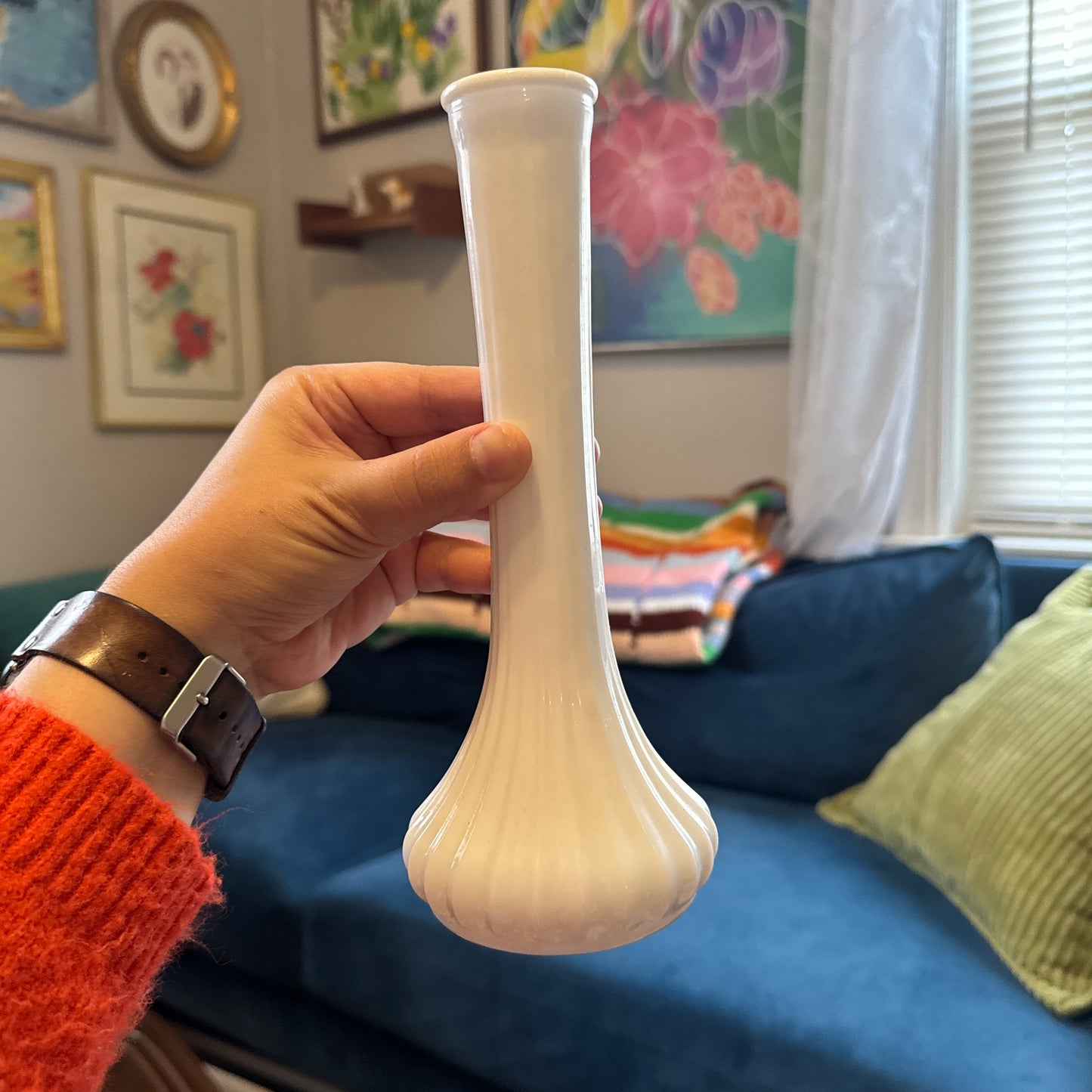 Set of 3 Milk Glass Bud Vases