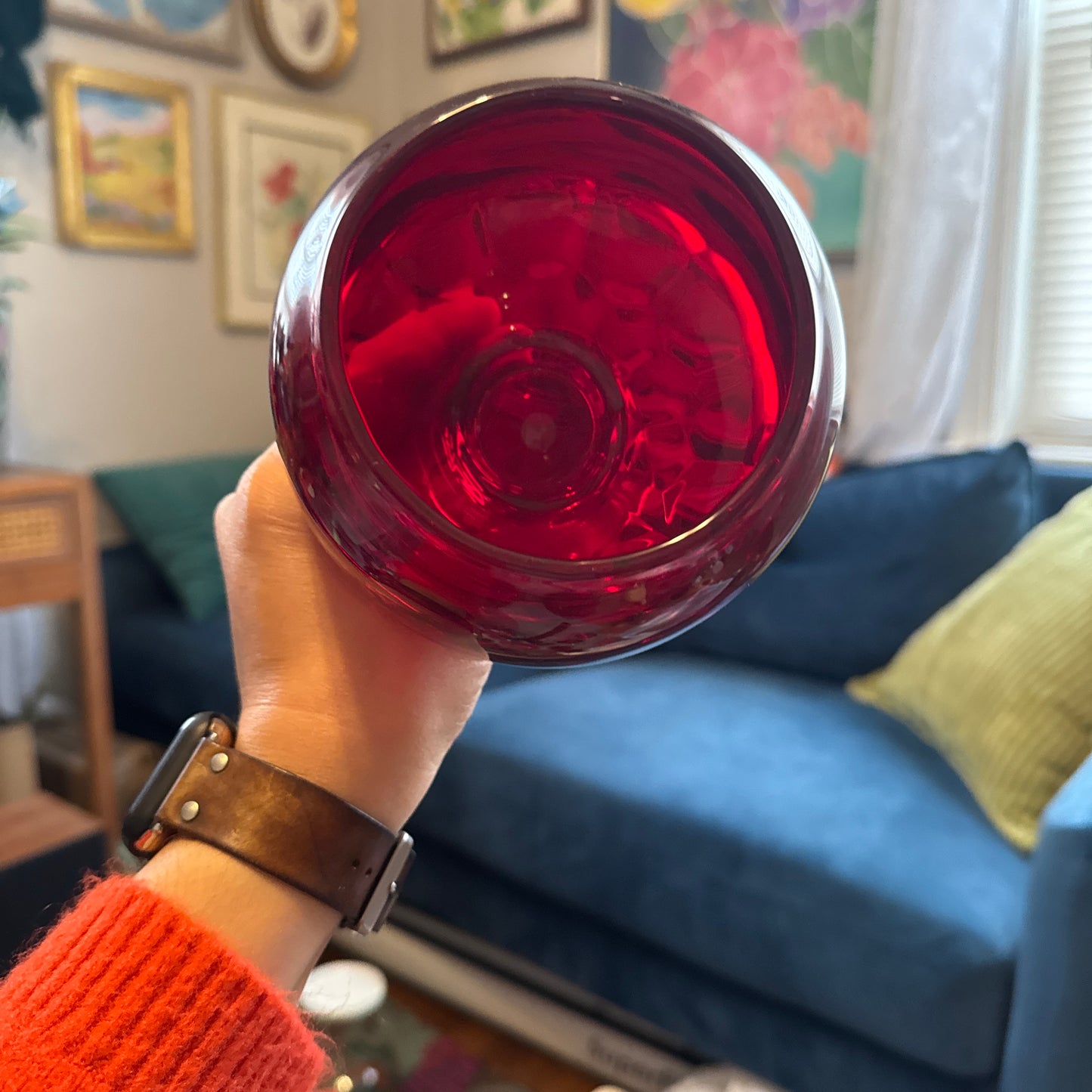 Vintage Ruby Red Glass Goblet