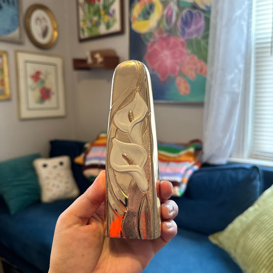 Vintage Calla Lily Flower Gold Tone Bud Vase