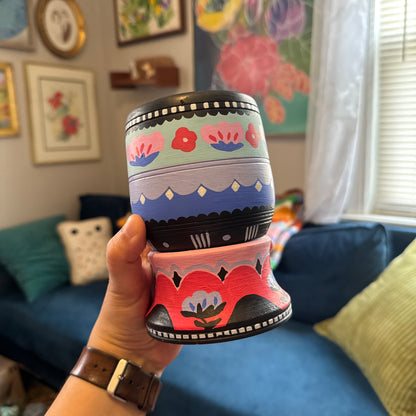Hand-Painted Wood Vase
