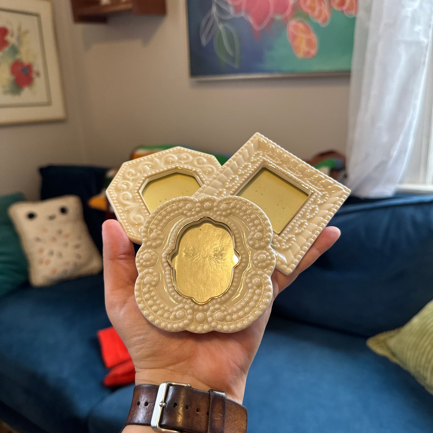 Vintage Ivory/Beige Porcelain Frames (3 Pc)