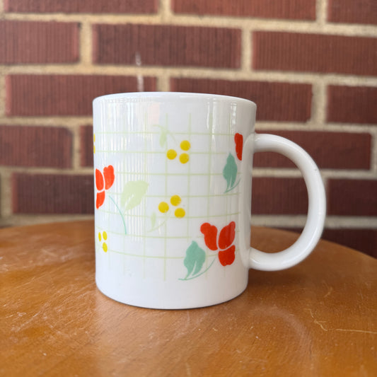 Floral Colorblock Coffee Mug (Light Green GridLines)