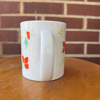 Floral Colorblock Coffee Mug (Light Green GridLines)