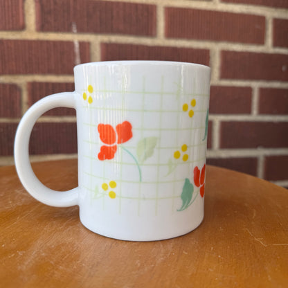 Floral Colorblock Coffee Mug (Light Green GridLines)