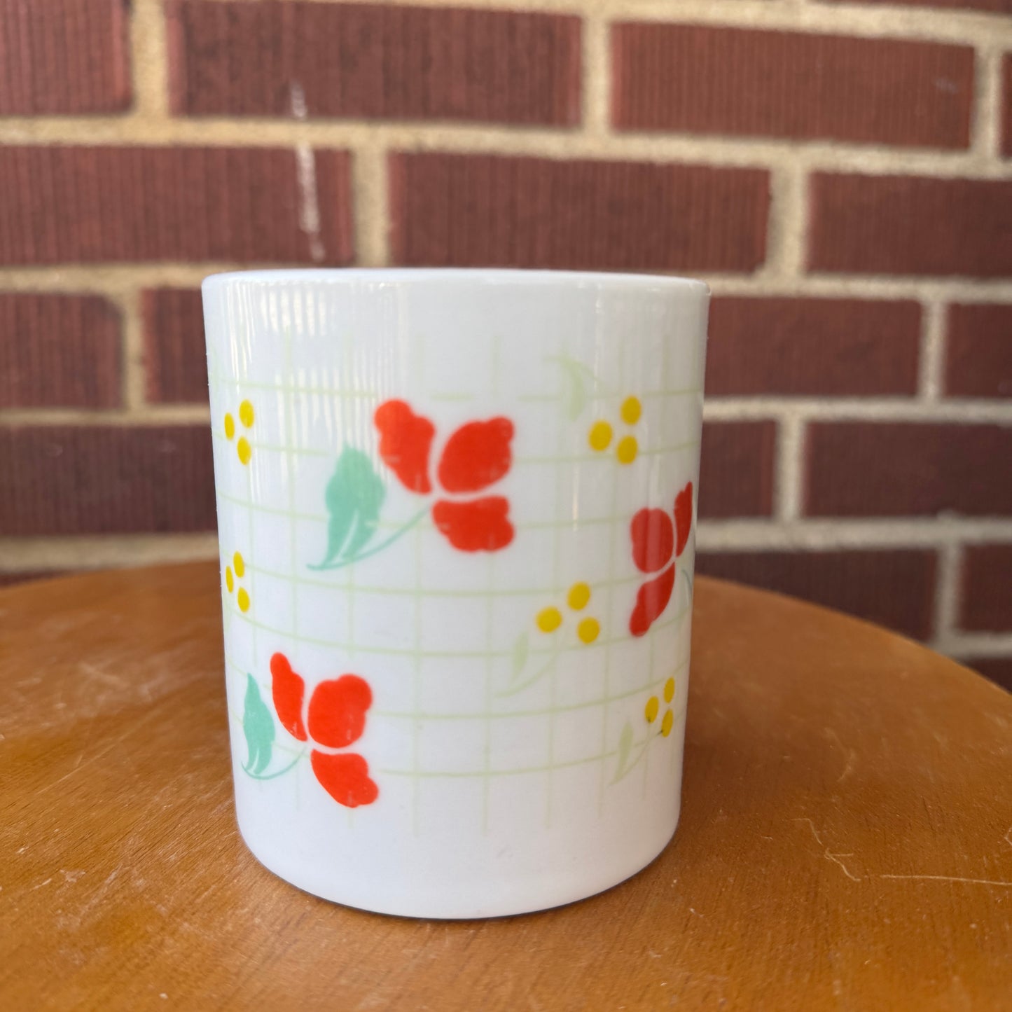 Floral Colorblock Coffee Mug (Light Green GridLines)