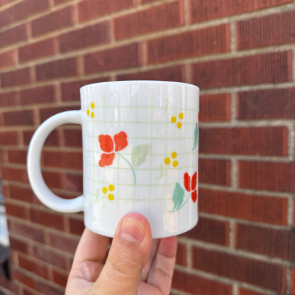 Floral Colorblock Coffee Mug (Light Green GridLines)