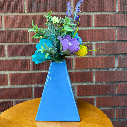 Vintage Royal Haeger Blue Pyramid Vase