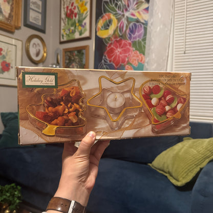 Holiday Gold by Indiana Glass 3 Pc. Party Set