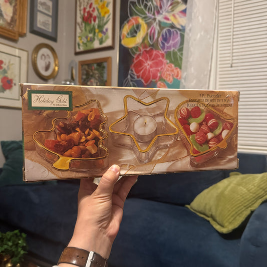 Holiday Gold by Indiana Glass 3 Pc. Party Set