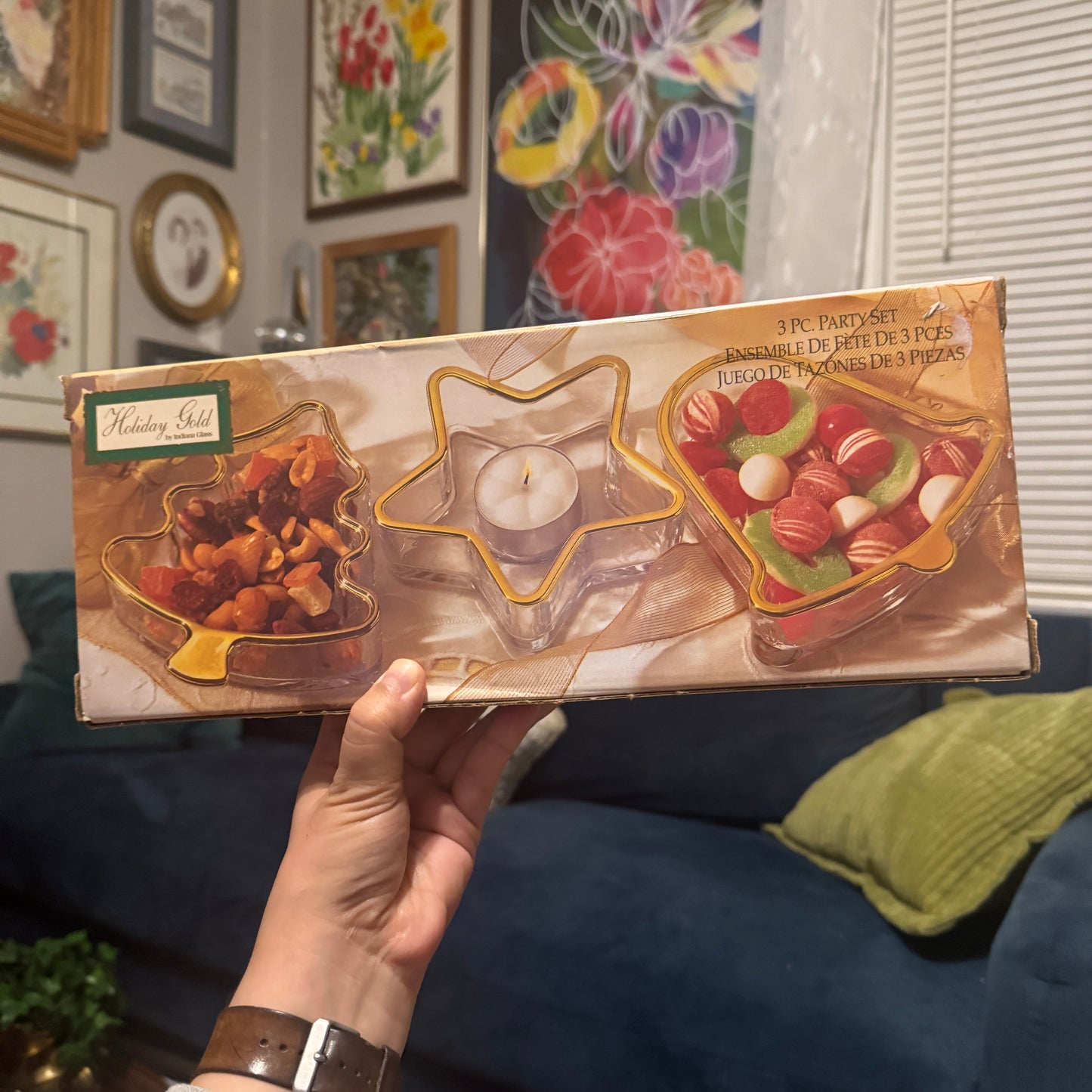 Holiday Gold by Indiana Glass 3 Pc. Party Set