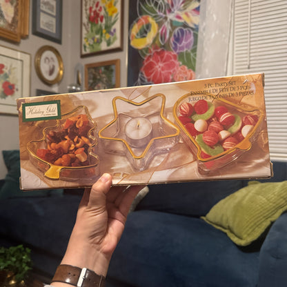 Holiday Gold by Indiana Glass 3 Pc. Party Set