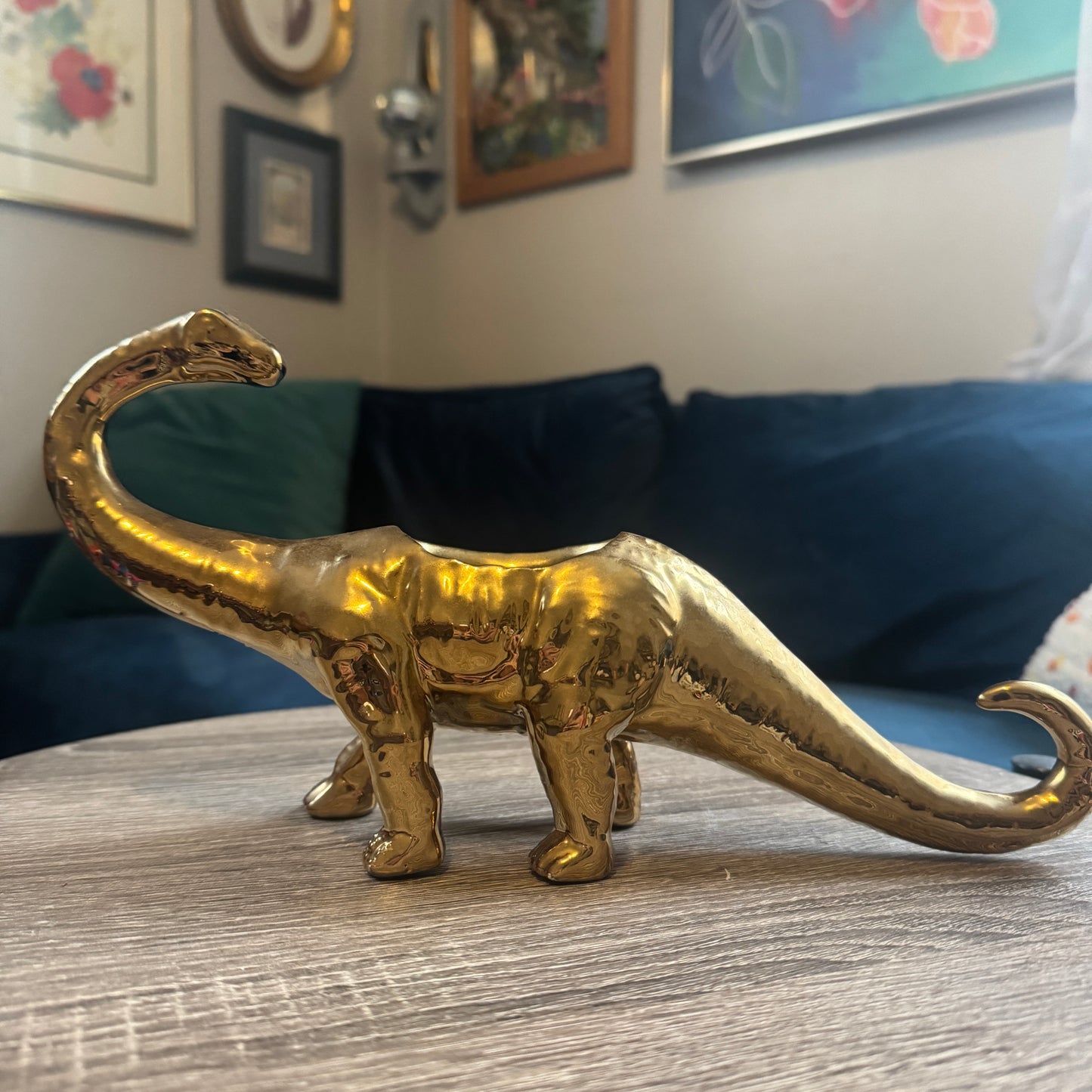 Gold Plated Brontosaurus Dinosaur Planter