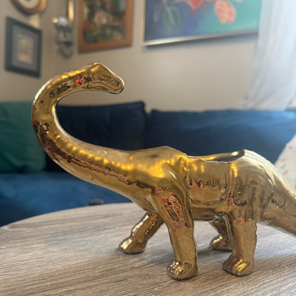 Gold Plated Brontosaurus Dinosaur Planter