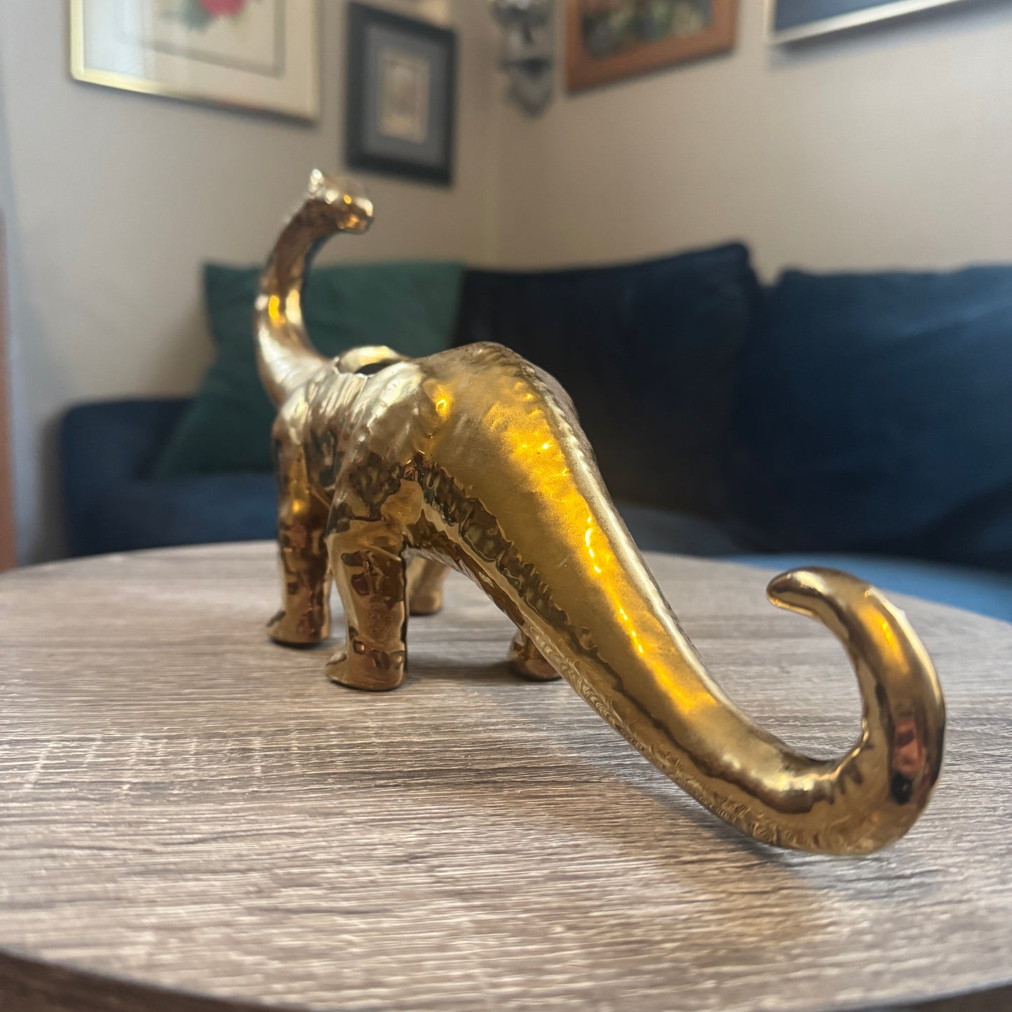 Gold Plated Brontosaurus Dinosaur Planter