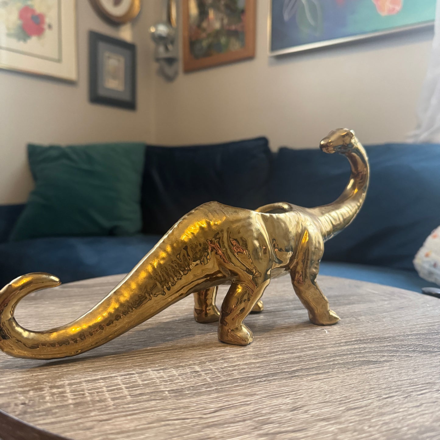 Gold Plated Brontosaurus Dinosaur Planter