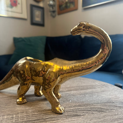 Gold Plated Brontosaurus Dinosaur Planter