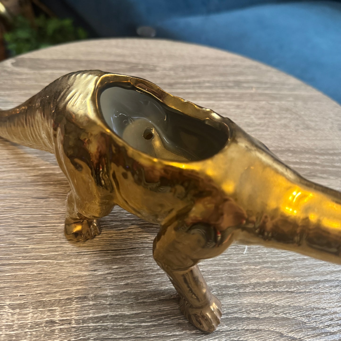 Gold Plated Brontosaurus Dinosaur Planter