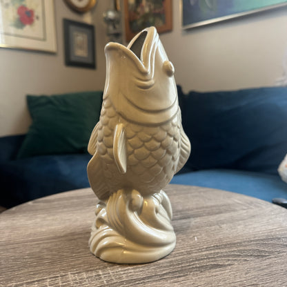 Vintage Ceramic White Koi Fish Vase
