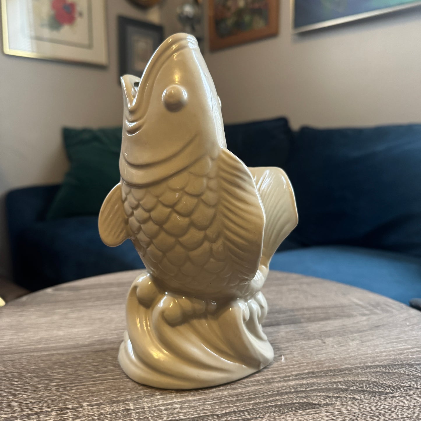 Vintage Ceramic White Koi Fish Vase