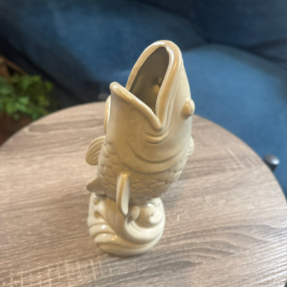 Vintage Ceramic White Koi Fish Vase