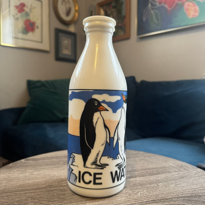 Vintage Milk Glass Ice Water Penguin Bottle