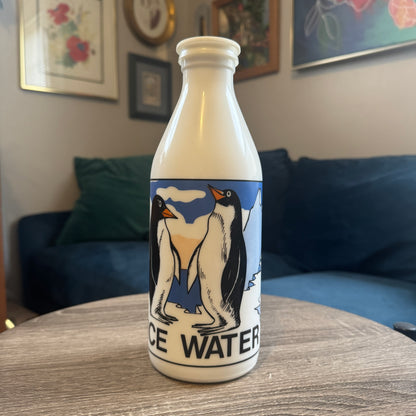 Vintage Milk Glass Ice Water Penguin Bottle
