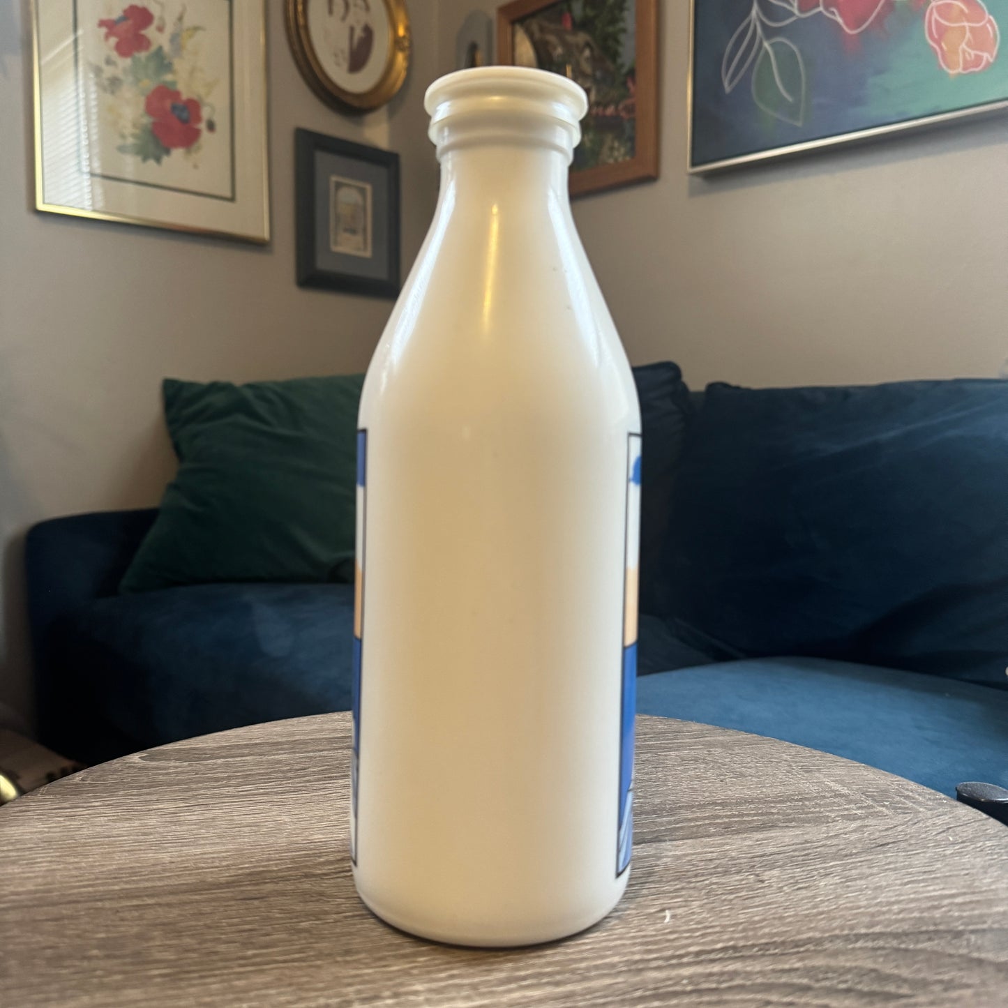 Vintage Milk Glass Ice Water Penguin Bottle