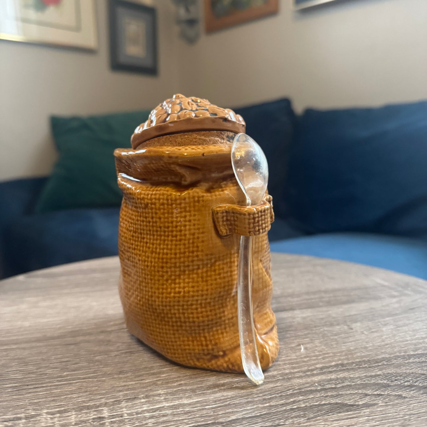 Vintage Ceramic Coffee Sack Planter